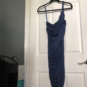 BCBG Gray One Shoulder Dress